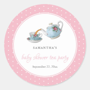 Elegant Teacups Baby shower Tea Party Ronde Sticker