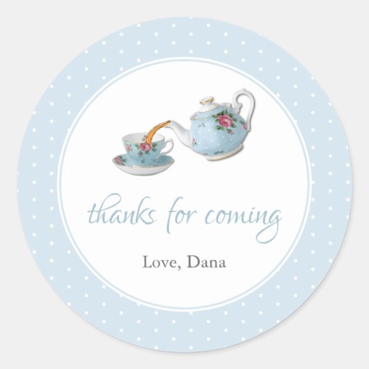 Elegant Teacups Baby shower Tea Party Ronde Sticker (Voorkant)