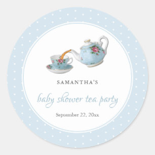 Elegant Teacups Baby shower Tea Party Ronde Sticker