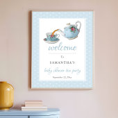 Elegant Teacups Baby shower Tea Party Welcome Sign Poster