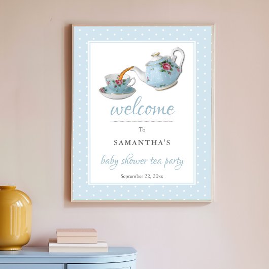 Elegant Teacups Baby shower Tea Party Welcome Sign Poster