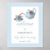 Elegant Teacups Baby shower Tea Party Welcome Sign Poster (Voorkant)