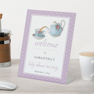 Elegant Teacups Baby shower Tea Party Welkom Reclamebord Met Voetstuk