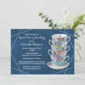 Elegant Teacups Vrijgezellenfeest Tea Party Kaart (Staand voorkant)