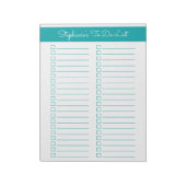 Elegant Teal 8.5x11 Two Column Checklist Notitieblok (Linkerzijde)