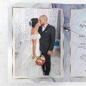 Elegant Teal Amethyst Abstracte Inkt Drieluik Uitnodiging (Binnenzijde eerst)