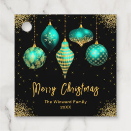 Elegant Teal and Gold Ornament Christmas Bedankjes Labels