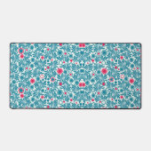 Elegant Teal and Magenta Foliage Pattern Bureaumat (Voorkant)