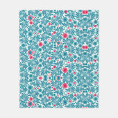 Elegant Teal and Magenta Foliage Pattern Fleece Deken (Voorkant)
