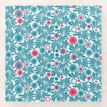 Elegant Teal and Magenta Foliage Pattern
