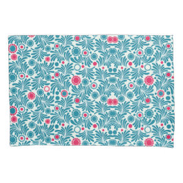 Elegant Teal and Magenta Foliage Pattern Kussensloop