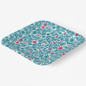 Elegant Teal and Magenta Foliage Pattern Papieren Bordje (Gebogen)