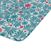 Elegant Teal and Magenta Foliage Pattern Snijplank (Hoek)