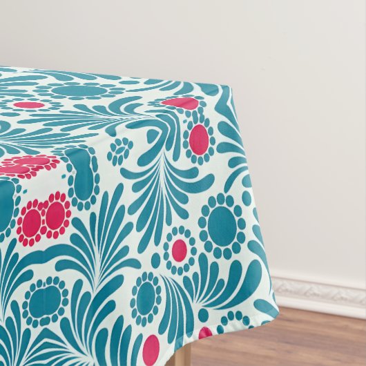 Elegant Teal and Magenta Foliage Pattern Tafelkleed (Voorbeeld)
