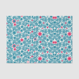 Elegant Teal and Magenta Foliage Pattern Tissuepapier