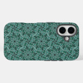 Elegant Teal Bloempatroon met Leaf Mandala Case-Mate iPhone Case (Achterkant (horizontaal))