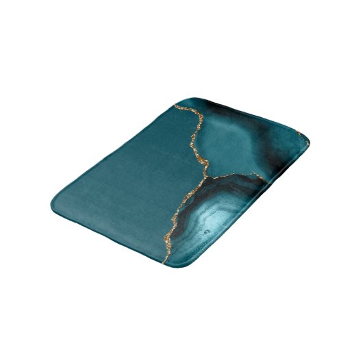 Elegant Teal Blue Agate Gold Glitter Badmat (Gekanteld)