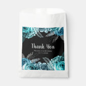 Elegant Teal Blue and Silver Flower Birthday Party Bedankzakje (Voorkant)