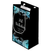 Elegant Teal Blue and Silver Flower Birthday Party Klein Cadeauzakje (Achterkant Gekanteld)