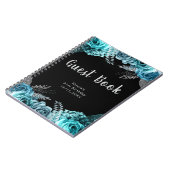 Elegant Teal Blue and Silver Flower Guest Book Notitieboek (Linkerzijde)