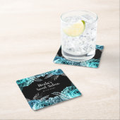 Elegant Teal Blue and Silver Flowers Sweet Sixteen Kartonnen Onderzetters (Insitu)