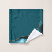 Elegant Teal Blue Gold Agate Geode Bad Handdoek (Wasdoekje)