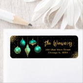 Elegant Teal Blue Ornament Christmas Etiket (Insitu)