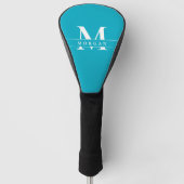 Elegant Teal Blue White Monogram Name personalized Golfheadcover (Voorkant)