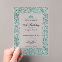 Elegant Teal Border 18th Birthday Debut