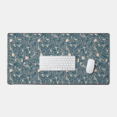 Elegant Teal Botanical Swirl Seamless Pattern Bureaumat (Keyboard & Muis)