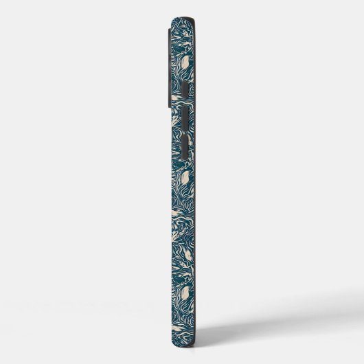 Elegant Teal Botanical Swirl Seamless Pattern Case-Mate iPhone Case (Achterkant / Links)