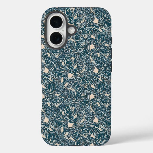 Elegant Teal Botanical Swirl Seamless Pattern Case-Mate iPhone Case (Achterkant)