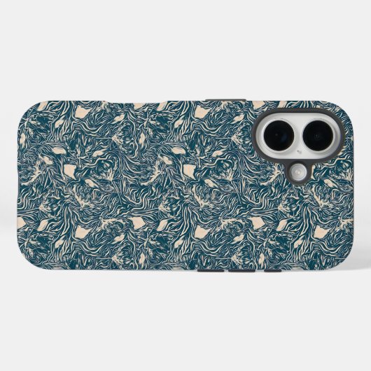 Elegant Teal Botanical Swirl Seamless Pattern Case-Mate iPhone Case (Achterkant (horizontaal))