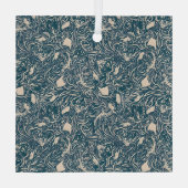 Elegant Teal Botanical Swirl Seamless Pattern Glas Ornament (Achterkant)