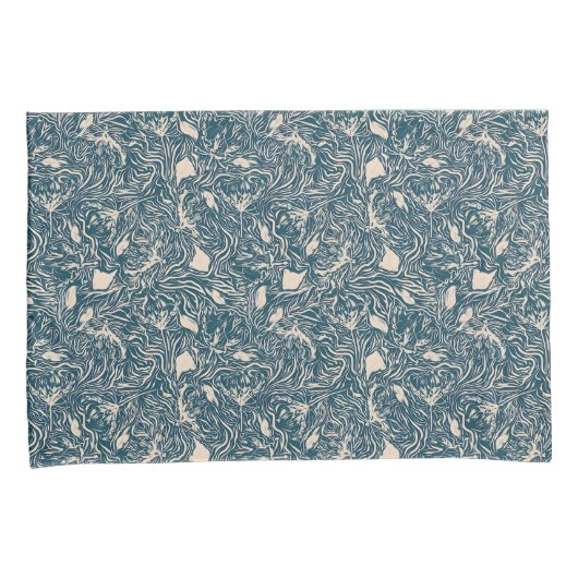 Elegant Teal Botanical Swirl Seamless Pattern Kussensloop (Voorkant-Rechts)