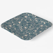 Elegant Teal Botanical Swirl Seamless Pattern Papieren Bordje (Gebogen)