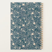 Elegant Teal Botanical Swirl Seamless Pattern Planner (Achterkant)