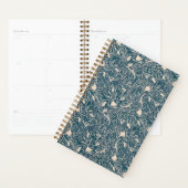 Elegant Teal Botanical Swirl Seamless Pattern Planner (Display)