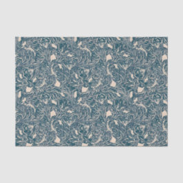 Elegant Teal Botanical Swirl Seamless Pattern Tissuepapier