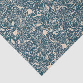 Elegant Teal Botanical Swirl Seamless Pattern Tissuepapier (Detail)