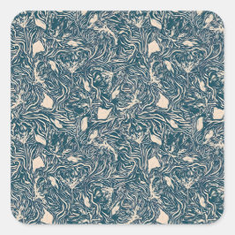 Elegant Teal Botanical Swirl Seamless Pattern Vierkante Sticker