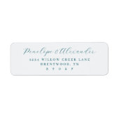 Elegant Teal Calligraphy Etiket (Voorkant)