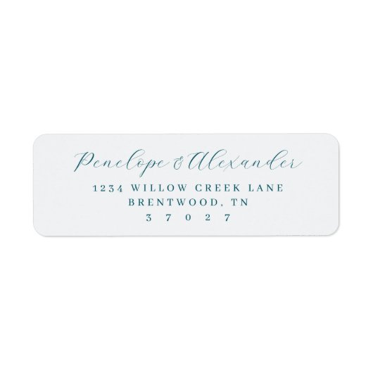 Elegant Teal Calligraphy Etiket (Voorkant)