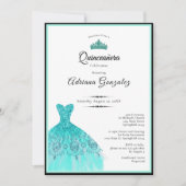 Elegant teal dress 15th birthday Quinceanera Kaart (Voorkant)