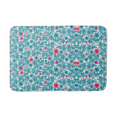Elegant teal en magenta bladpatroon badmat (Voorkant)