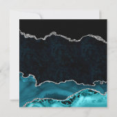 Elegant Teal en Zilver Glitter Agate Bruiloft Kaart (Achterkant)