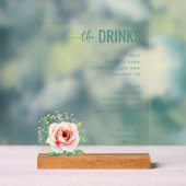 Elegant Teal Floral Beverage Menu Acryl Bord (Neutraal)