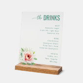 Elegant Teal Floral Beverage Menu Acryl Bord (Hoek)