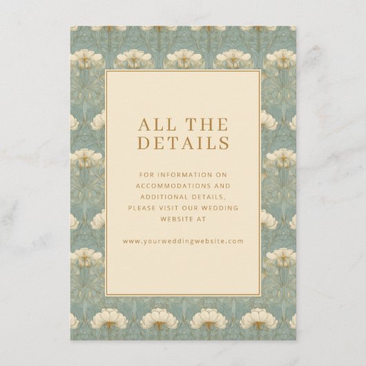 Elegant Teal Floral Informatiekaartje (Voorkant)