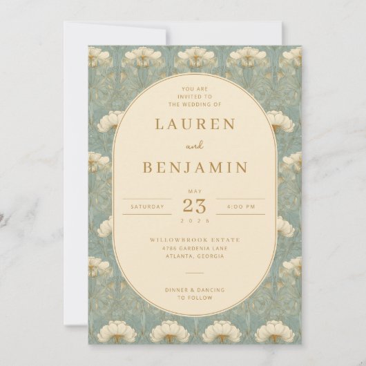 Elegant Teal Floral Kaart (Voorkant)